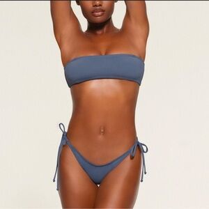 Skims Micro Bandeau Bikini Top in Medium Denim Wash Size 3X